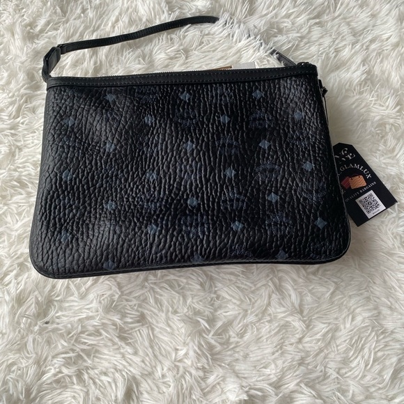 MCM Liz Pochette Black Grey Visetos Logo Monogram Print - Picture 8 of 16